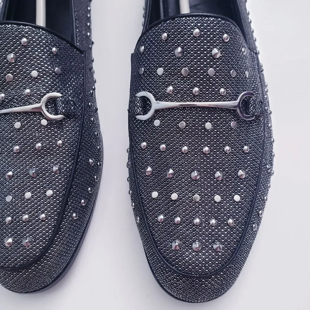 Nine West Westoy Black Metallic Studded Loafer